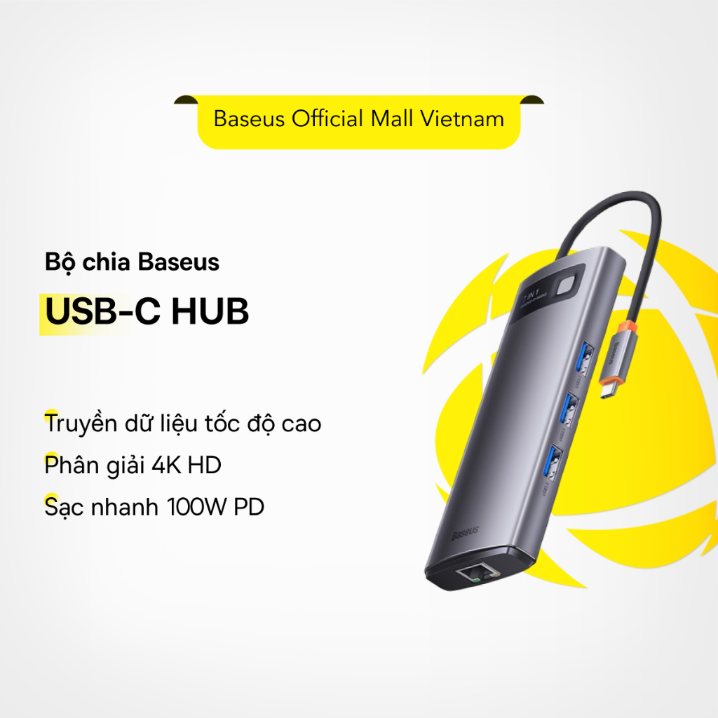 Bộ chia Baseus USB-C HUB - Cổng chuyển Type-C sang HDMI, USB 3.0 và nhiều tính năng khác, dock đa nă