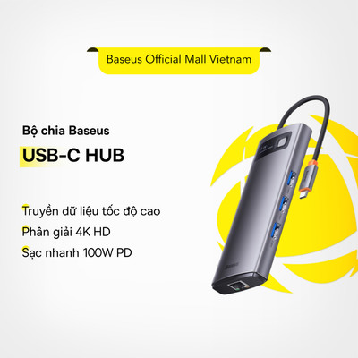 Bộ chia Baseus USB-C HUB - Cổng chuyển Type-C sang HDMI, USB 3.0 và nhiều tính năng khác, dock đa năng cho laptop