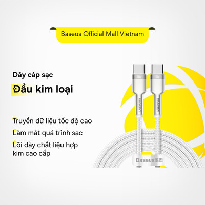 Dây cáp sạc nhanh Baseus Đầu Usb C Sang Type C Hỗ Trợ Qc 4.0 cho Phone 15, Mac.book, Laptop, Hu.awei, Xiao.mi, Sa.msung