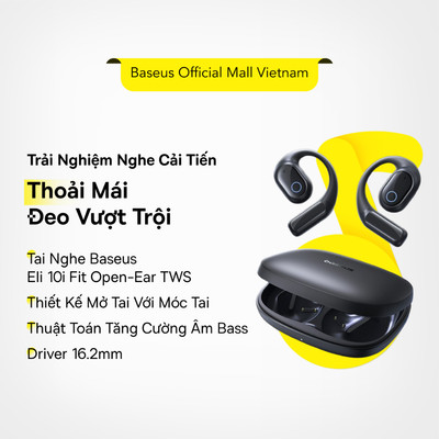 [Outlet S1] Tai Nghe Không Dây Baseus Eli 10i Fit TWS Tai Nghe Thể Thao Earbuds Móc Tai Chống Nước IP54