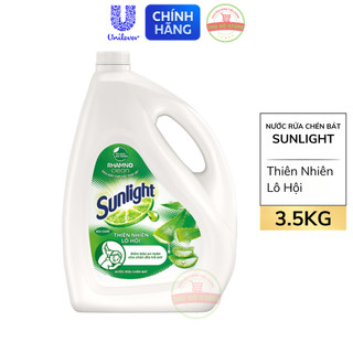  Nước Rửa Chén Bát Sunlight Thiên Nhiên Lô Hội  Trắng  An Toàn Cho Bé - Can 3.5KG 
