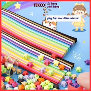 Xấp 540 giấy gấp ngôi sao tạo bông hoa quà tặng, giấy xếp sao nhiều màu