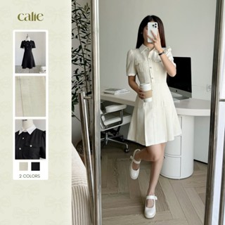 Váy dáng A xếp ly chân phối cổ thương hiệu Calie house VA428