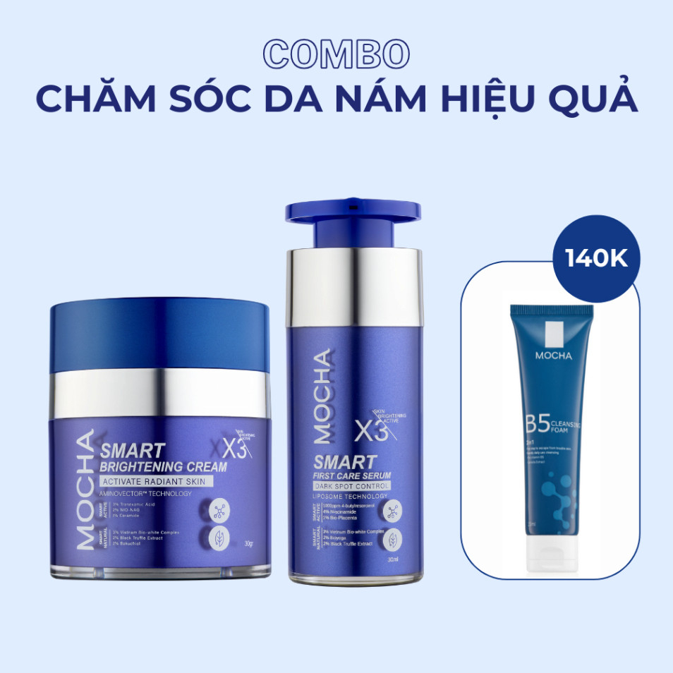 Kem Giảm Sạm Nám Chuyên Sâu Mocha Smart Brightening Cream 30gr Tặng 1 Sữa Rửa Mặt 25ml