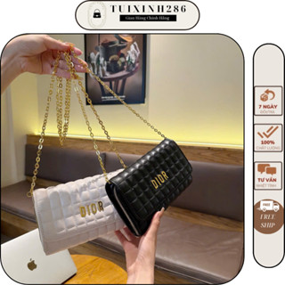 Túi nữ DIO , CN mới trần trám vuông nổi Sz 20 đeo vai đeo chéo sang chảnh 3 ngăn để vừa ĐT .