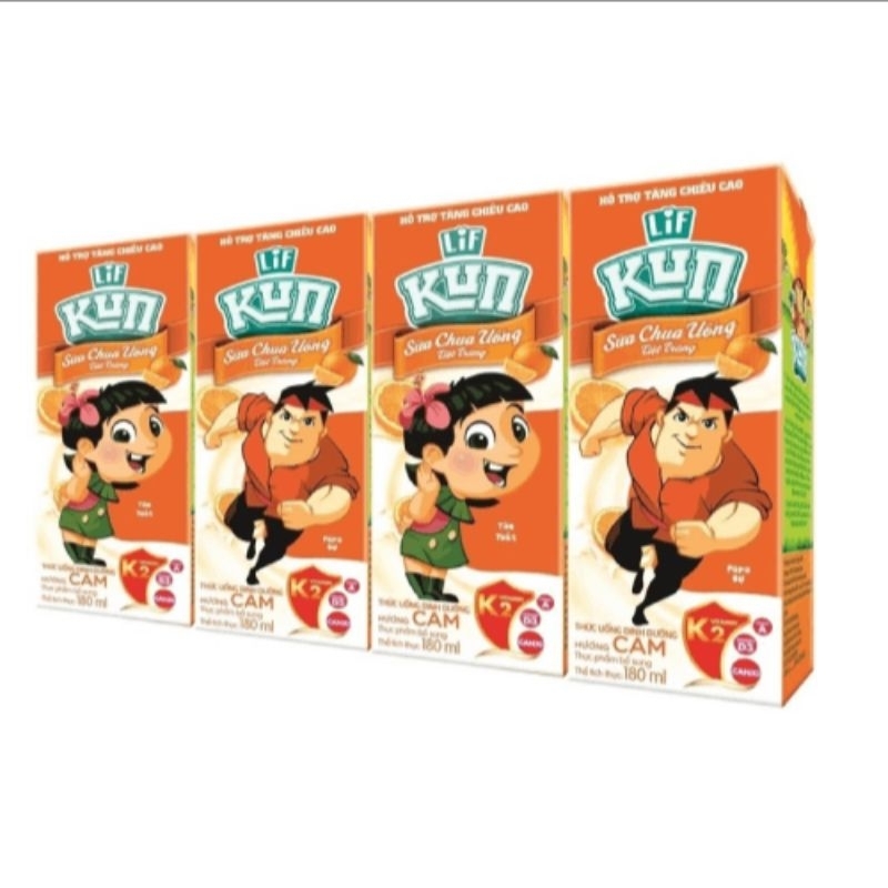 Sữa chua uống KUN lốc 4 hộp 180ml