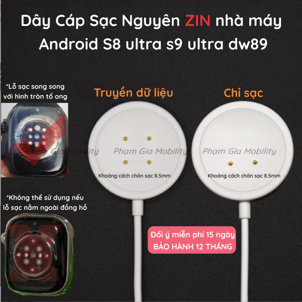 [Bảo hành 12th] Dây cáp sạc đồng hồ Smart Watch S8 S9 Ultra DW89 CDS9 CD99 DW88 GS29 đồng hồ thông m