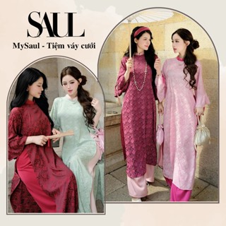 Áo Dài Cách Tân Lụa Gấm Hỷ Cao Cấp Nhiều Màu, Phong Cách Sang Trọng, Thanh Lịch-Tiệm Váy Cưới MySaul