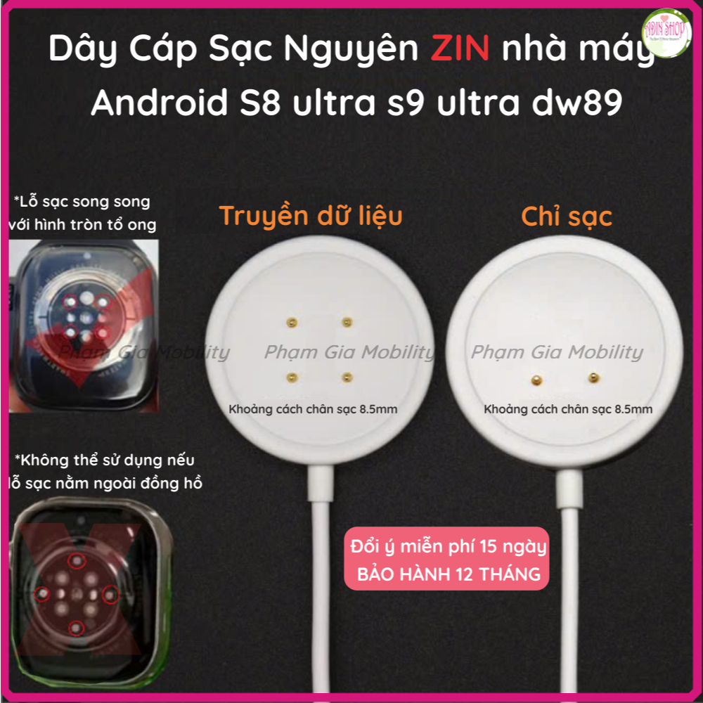[Bảo hành 12th] Dây cáp sạc đồng hồ Smart Watch S8 S9 Ultra DW89 CDS9 CD99 DW88 GS29 đồng hồ thông m