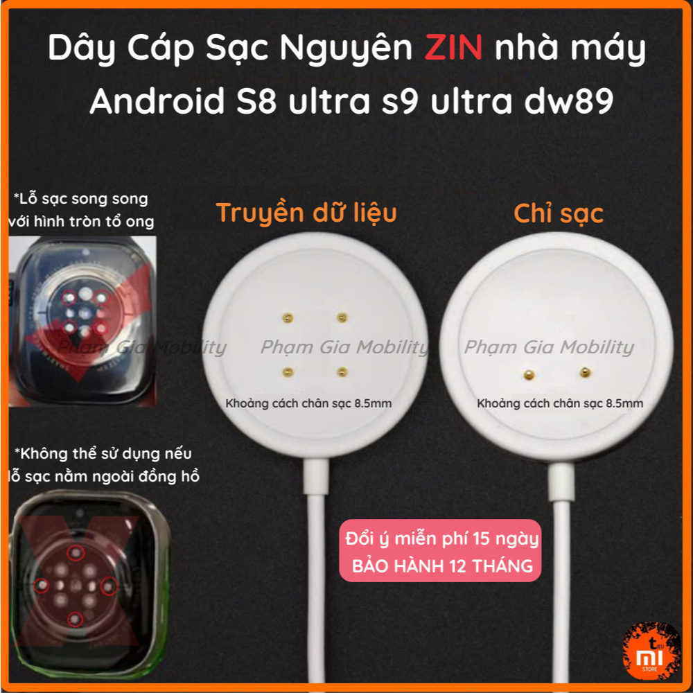 [Bảo hành 12th] Dây cáp sạc đồng hồ Smart Watch S8 S9 Ultra DW89 CDS9 CD99 DW88 GS29 đồng hồ thông m