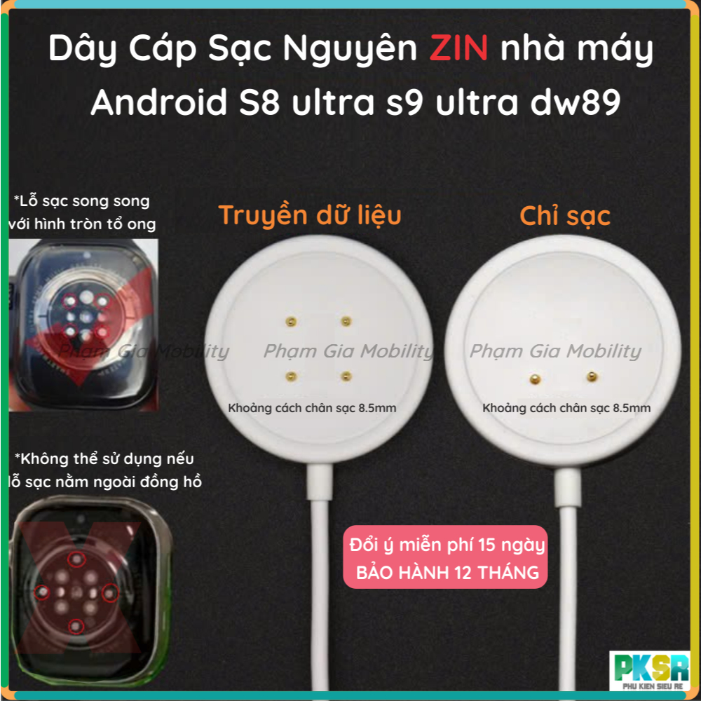 [Bảo hành 12th] Dây cáp sạc đồng hồ Smart Watch S8 S9 Ultra DW89 CDS9 CD99 DW88 GS29 đồng hồ thông m