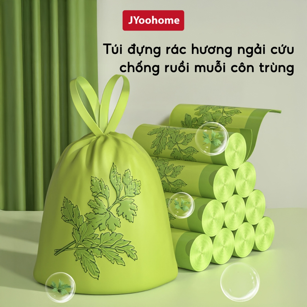 Bịch 50 Túi Đựng Rác Hương Ngải Cứu Chống Côn Trùng Ruồi Muỗi JYoohome Túi Rác Tự Hủy Có Dây Rút