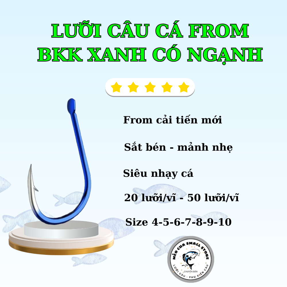 Lưỡi Bkk Xanh Có Ngạnh cao cấp-Lưỡi Câu BKK Dẹp Đuôi có ngạnh siêu cứng