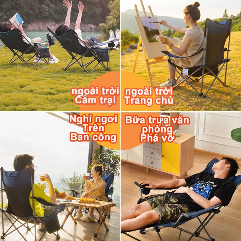 Ghế thư giãn gấp gọn đa năng vải lưới thoáng khí, Ghế xếp thư giãn gấp gọn đa năng chịu tại 200kg khung hợp kim cao cấp | BigBuy360 - bigbuy360.vn