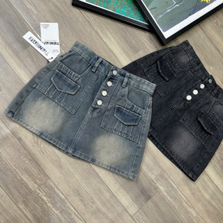  TIENSTYLE - Chân Váy Jean Ngắn 4 Nút Phom Ôm 2 Màu Chân váy jean Bigsize Chân váy bò nữ túi trước lót quần co giãn 