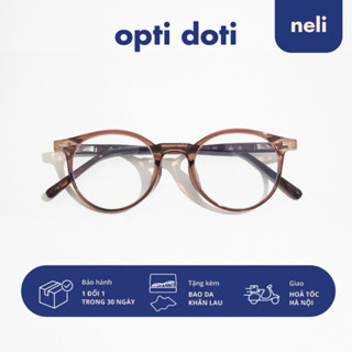 Gọng kính cận thời trang nam nữ NELI dáng tròn nhựa cao cấp lõi kim loại unisex OPTIDOTI