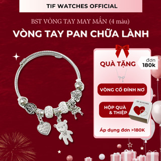 Vòng Tay Nữ Đính Đá Titan Không Gỉ PAN Tif Watches - Trang Sức Lắc Tay Bạc Đeo Tay Thời Trang