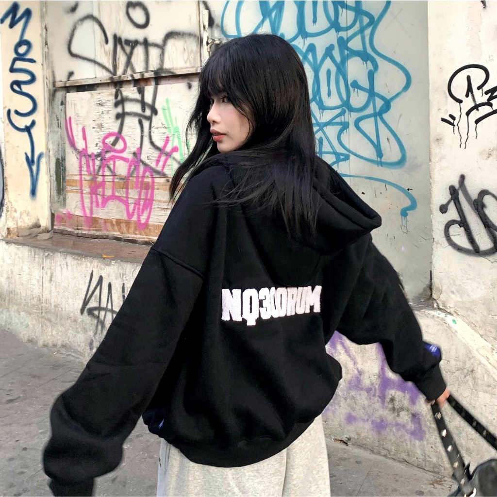 Áo Khoác Hoodie Zip Nỉ Cotton Thêu Xù NQ30 MISO  Form Boxy Nam Nữ Unisex | BigBuy360 - bigbuy360.vn