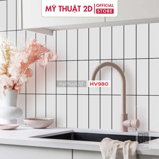  Decal gạch bông decal dán bếp dán tường mẫu O CHU NHAT viền đen hoặc ghi xám 