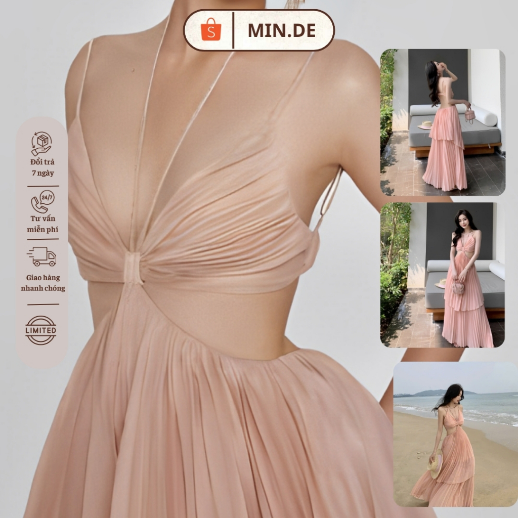 Đầm Maxi Hai Dây Xếp Ly Cut Out Quyến Rũ ONONMADE-ONONMADE-40