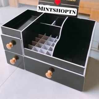 Kệ mỹ phẩm 35cm max đen 16 ô son