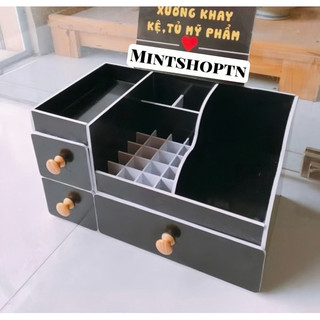 Kệ mỹ phẩm 35cm max đen 16 ô son