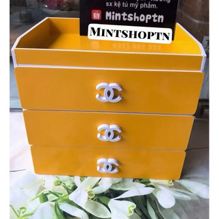 tủ mini 4 tầng vàng đựng mỹ phẩm
