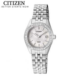 Đồng hồ nữ citizen pin-quartz đính đá swarovski dây thép không gỉ eu6060-55d - mặt xà cừ