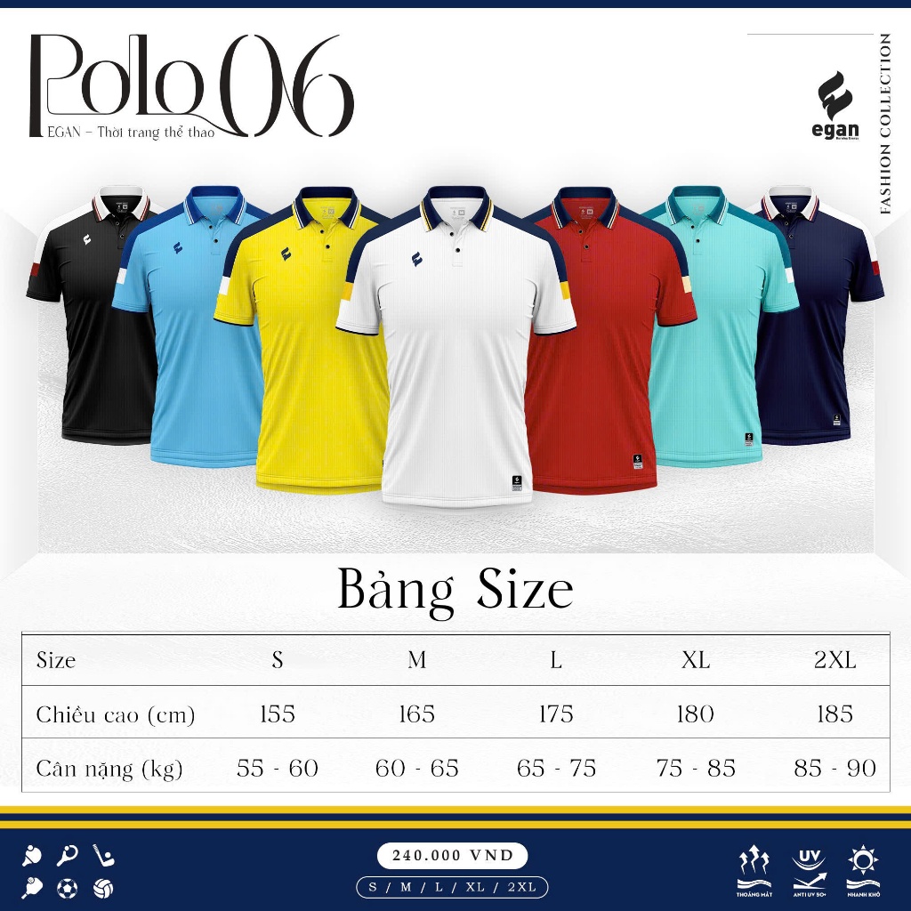 Áo Polo Cao Cấp Hàng Chính Hãng Egan 06 - Vải Dày Dặn Thoáng Mát Co Dãn Cực Tốt.