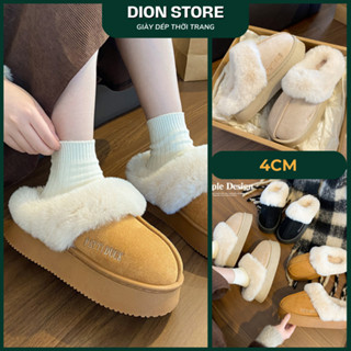 Giày sục lông vũ đế cao 4cm phong cách Hàn Quốc  nữ đẹp hottrend 2025 Dionstore - Dép lông nữ dễ thương QCCC Loại 1