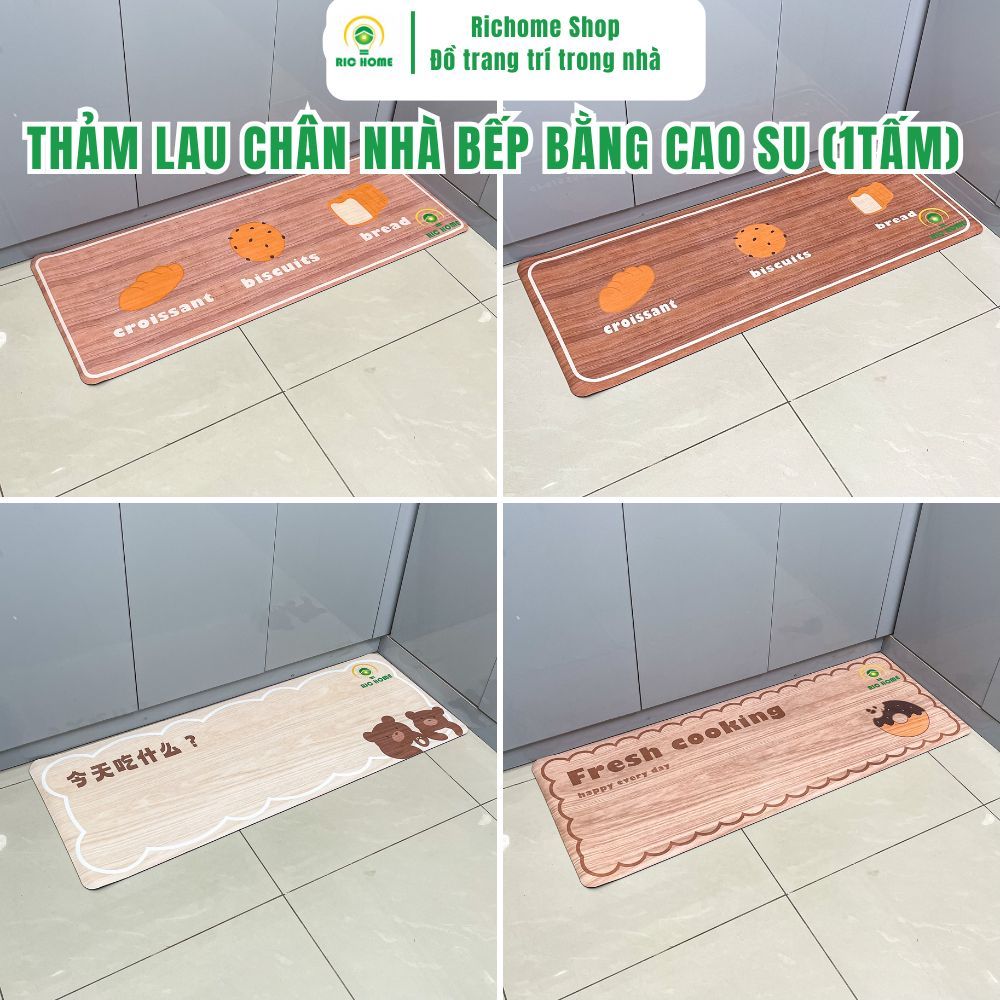(CHỌN MẪU)Thảm trải sàn bếp Richome, chất liệu silicon thấm hút tốt, thảm cao su chống trơn trượt