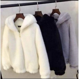  Áo khoác lông mùa đông quả bông tai thỏ hàn quốc ulzzang áo lông cừu nữ áo phao áo ấm 