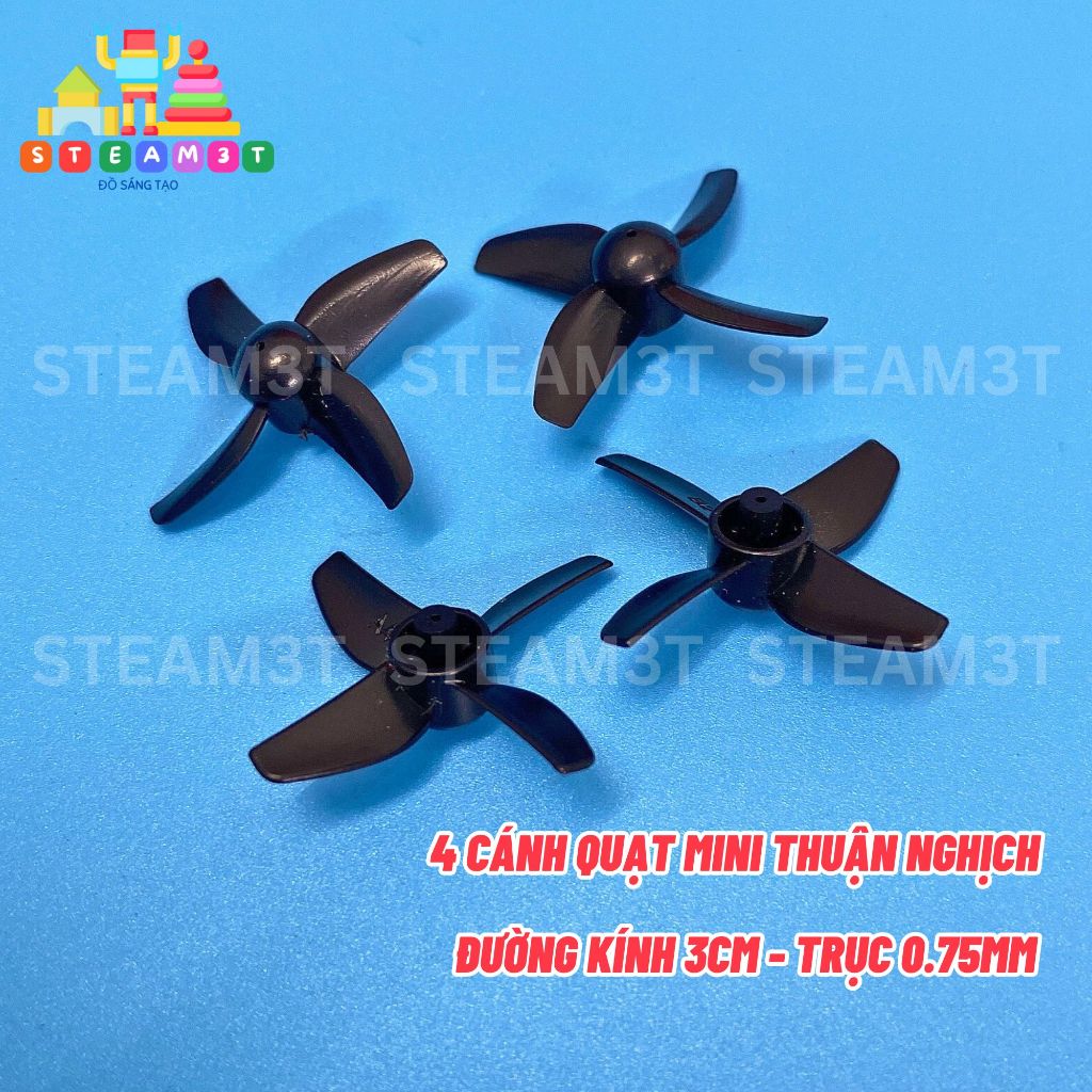 4 cánh quạt máy bay mini thuận nghịch 3cm trục 0.8mm, máy bay bốn trục - LK0887
