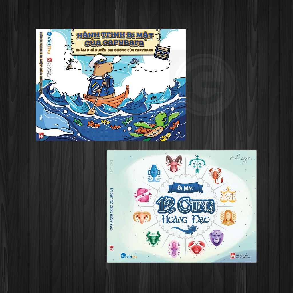 Sách tô màu - Combo 2 quyển tô màu 12 cung hoàng đạo + Capubara (VTH)