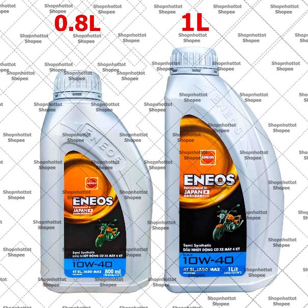 Dầu nhớt tổng hợp xe số và  xe côn tay Eneos Semi-Synthetic 10w40 0.8L và 1L