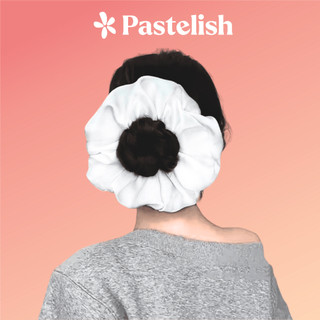 Scrunchies size lớn vải lụa Pastelish16cm Form To Phồng Women Nữ Buộc Tóc 