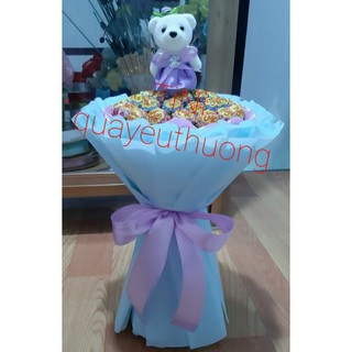 Bó hoa kẹo chupa chups + gấu