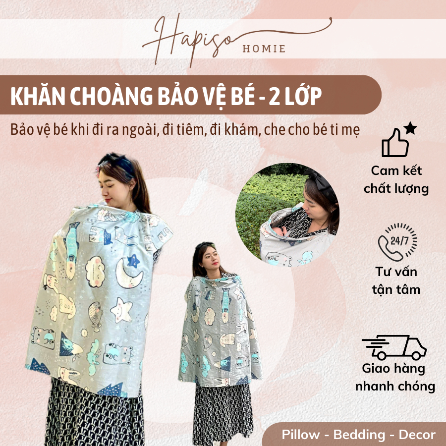 Khăn Choàng Bảo Vệ Bé, Khăn Choàng Cho Con Bú (2 lớp)
