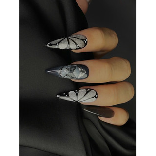 Nail box đen mắt mèo cao cấp hoạ tiết cánh bướm