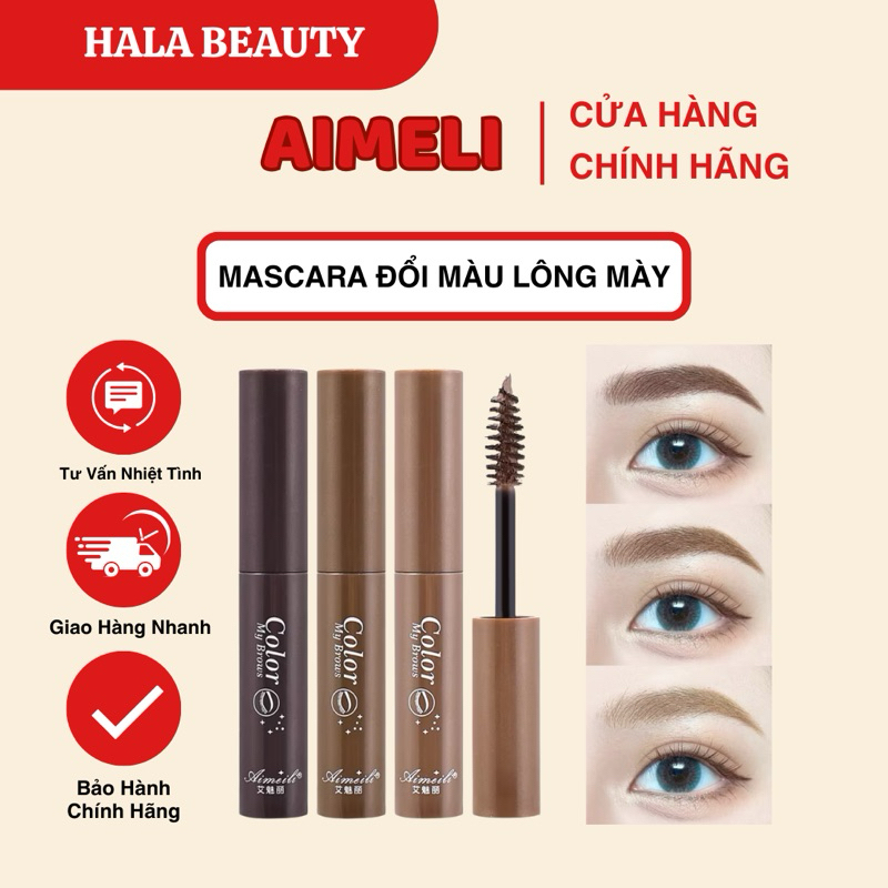 Mascara Lông Mày 3D Aimeli Kháng Nước Không Lem Lâu Trôi Màu Tự Nhiên