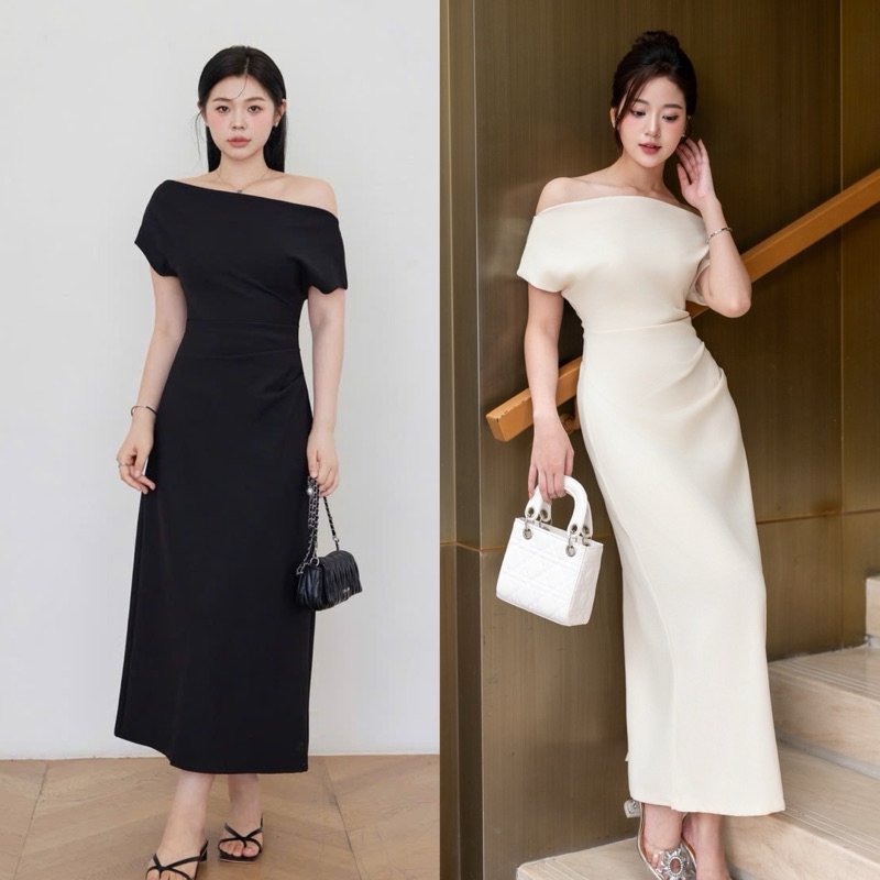 Váy thiết kế BIGSIZE 2 lớp,  lệch vai dáng A, đầm dự tiệc tiểu thư thanh lịch nhiều màu | BigBuy360 - bigbuy360.vn