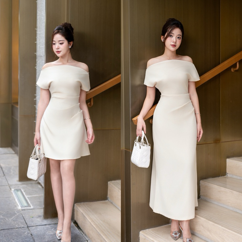 Váy thiết kế BIGSIZE 2 lớp,  lệch vai dáng A, đầm dự tiệc tiểu thư thanh lịch nhiều màu | BigBuy360 - bigbuy360.vn