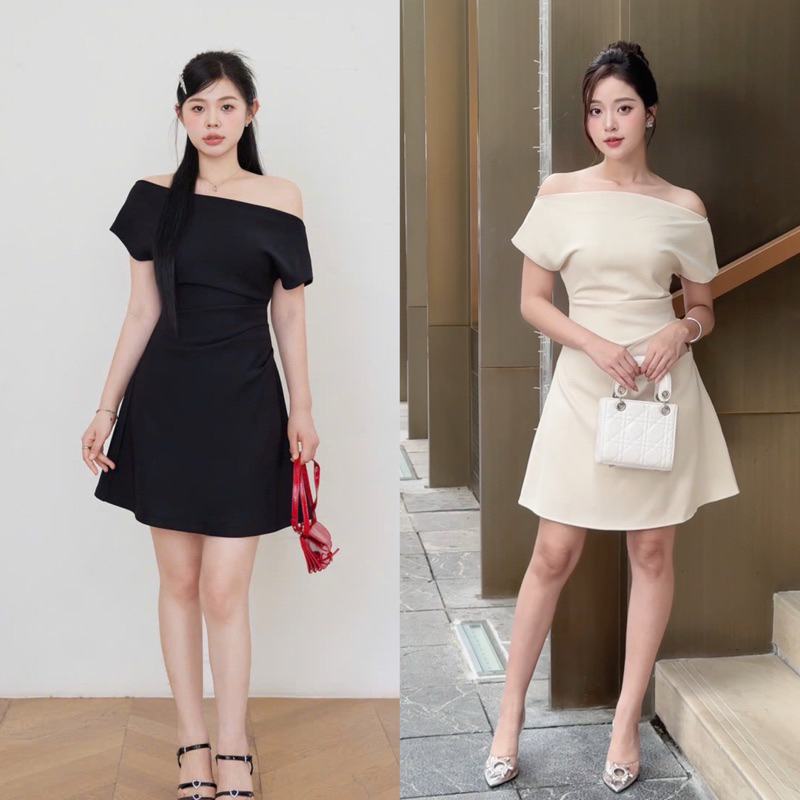 Váy thiết kế BIGSIZE 2 lớp,  lệch vai dáng A, đầm dự tiệc tiểu thư thanh lịch nhiều màu | BigBuy360 - bigbuy360.vn