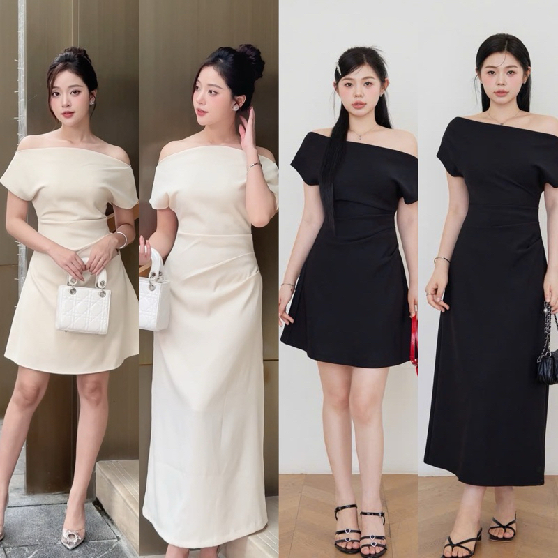 Váy thiết kế BIGSIZE 2 lớp,  lệch vai dáng A, đầm dự tiệc tiểu thư thanh lịch nhiều màu | BigBuy360 - bigbuy360.vn