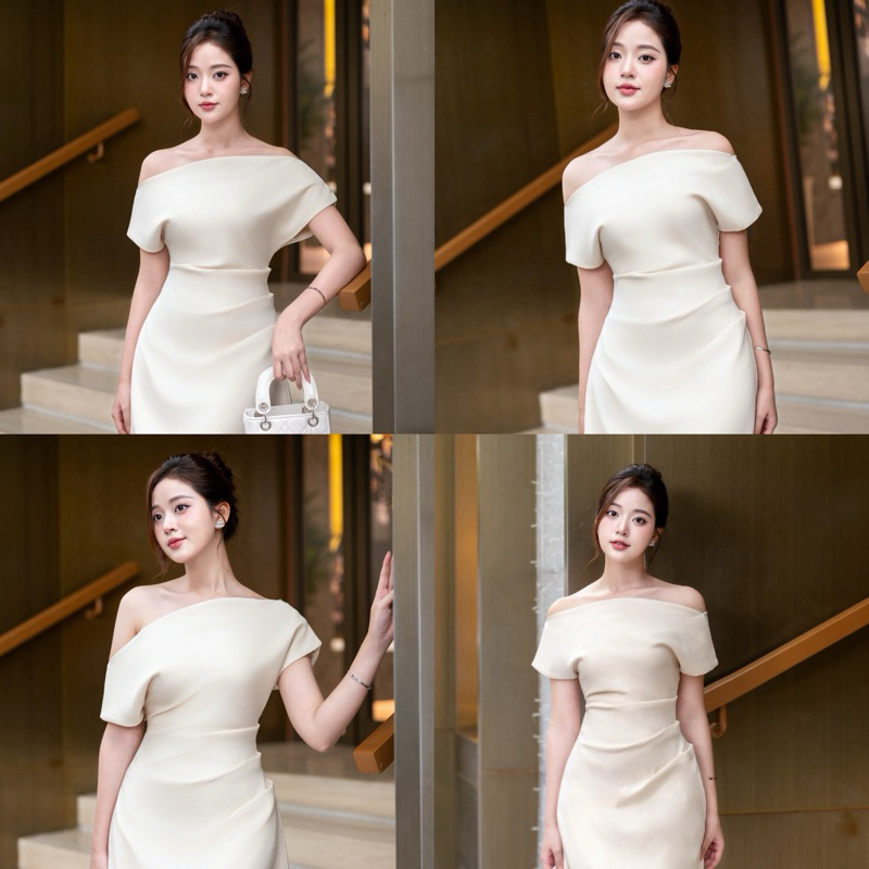 Váy thiết kế BIGSIZE 2 lớp,  lệch vai dáng A, đầm dự tiệc tiểu thư thanh lịch nhiều màu | BigBuy360 - bigbuy360.vn