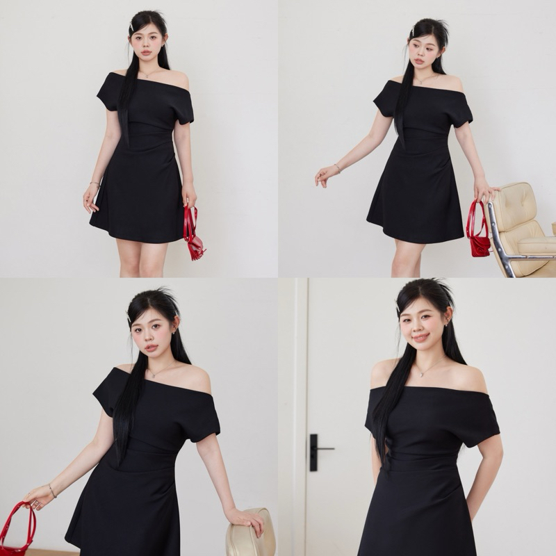 Váy thiết kế BIGSIZE 2 lớp,  lệch vai dáng A, đầm dự tiệc tiểu thư thanh lịch nhiều màu | BigBuy360 - bigbuy360.vn