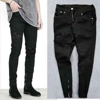   Mã LT50 giảm 50k đơn 250k  Quần jean biker đen có zip QJ35-QJ39 