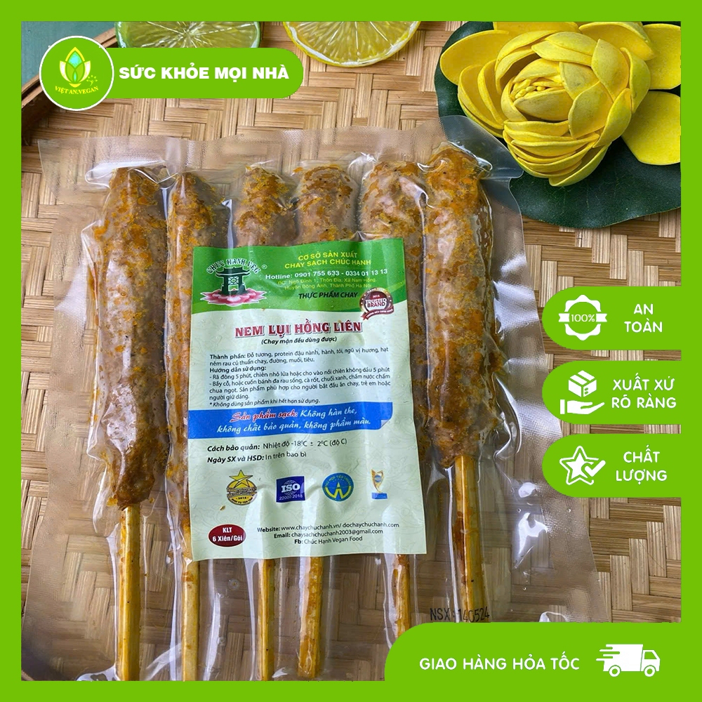 [HỎA TỐC HÀ NỘI] NEM LỤI HỒNG NIÊN  6 XIÊN  - Thực phẩm chay | Chay Vietan
