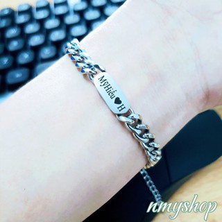 Lắc tay Nam, Nữ phong cách (Hiphop) chất liệu titan không rỉ, có khắc tên theo yêu cầu (quà tặng full Hộp + túi)