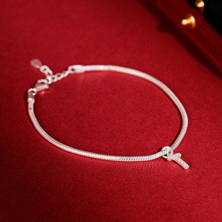 KL0332 Lắc Tay Bạc Nữ Pandora Mềm Mix Charm Chữ Cái Full Tấm 1.5ly by Kylan Silver